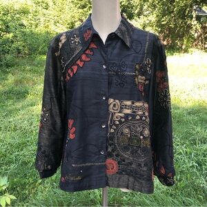 Chico’s Size 2 (Large) Jacket Black&Gold